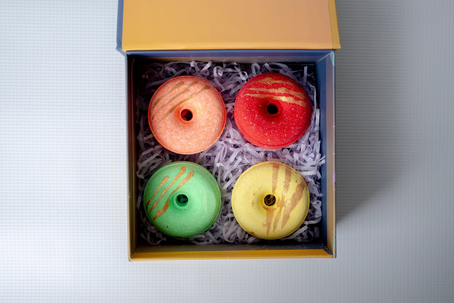 Golden Strips Citrus Donut Bath Bombs (Set of 4)