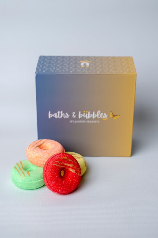 Golden Strips Citrus Donut Bath Bombs (Set of 4)