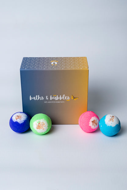 Pastel Round Pink Salt Topping Bath Bombs (Set of 4)