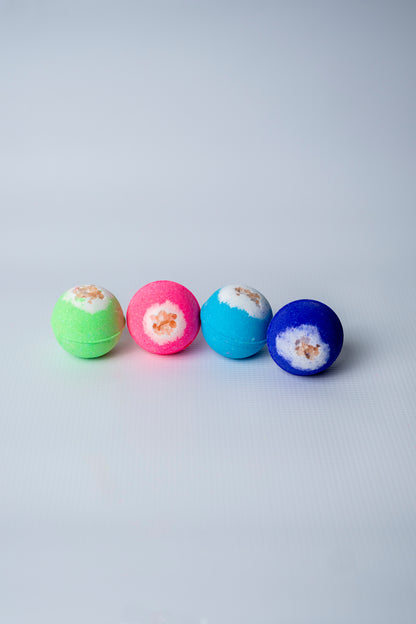 Pastel Round Pink Salt Topping Bath Bombs (Set of 4)