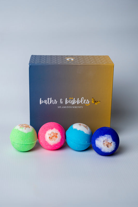 Pastel Round Pink Salt Topping Bath Bombs (Set of 4)
