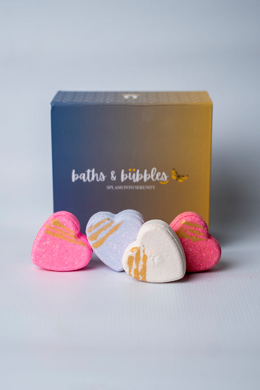Golden Strips Heart Bath Bombs (Set of 4)