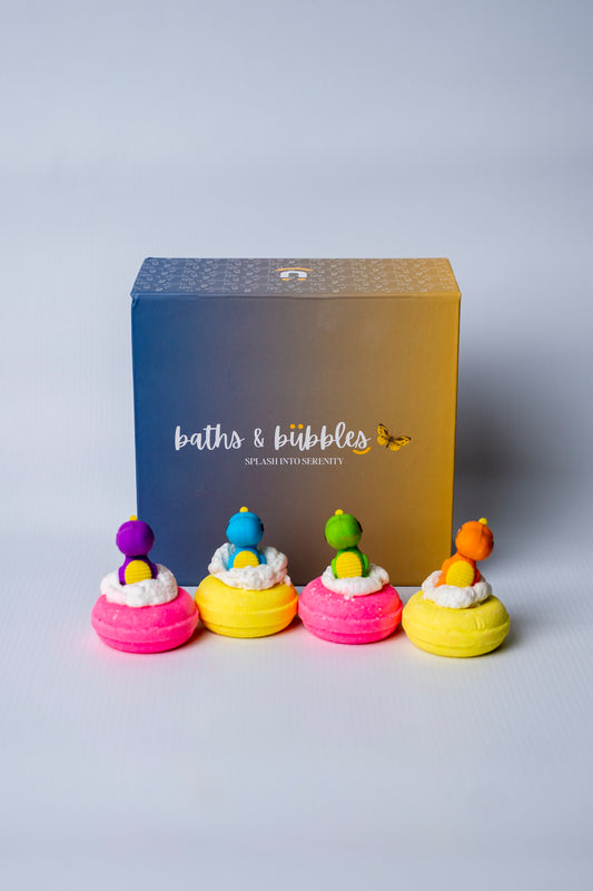 Kids Special Bath Bombs with Frosting and Toy Eraser (Set of 4)